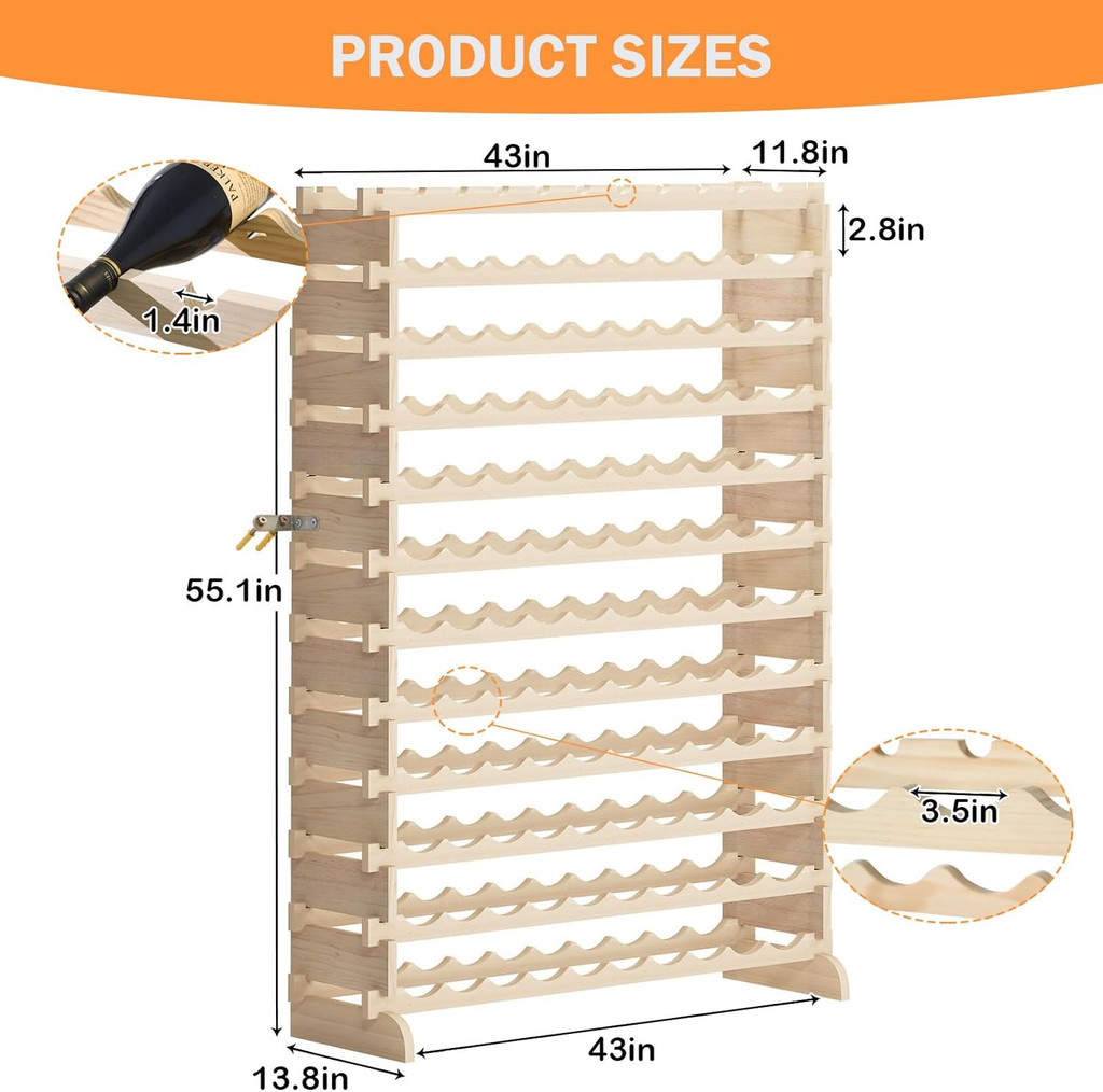 Wine rack product dimensions diagram