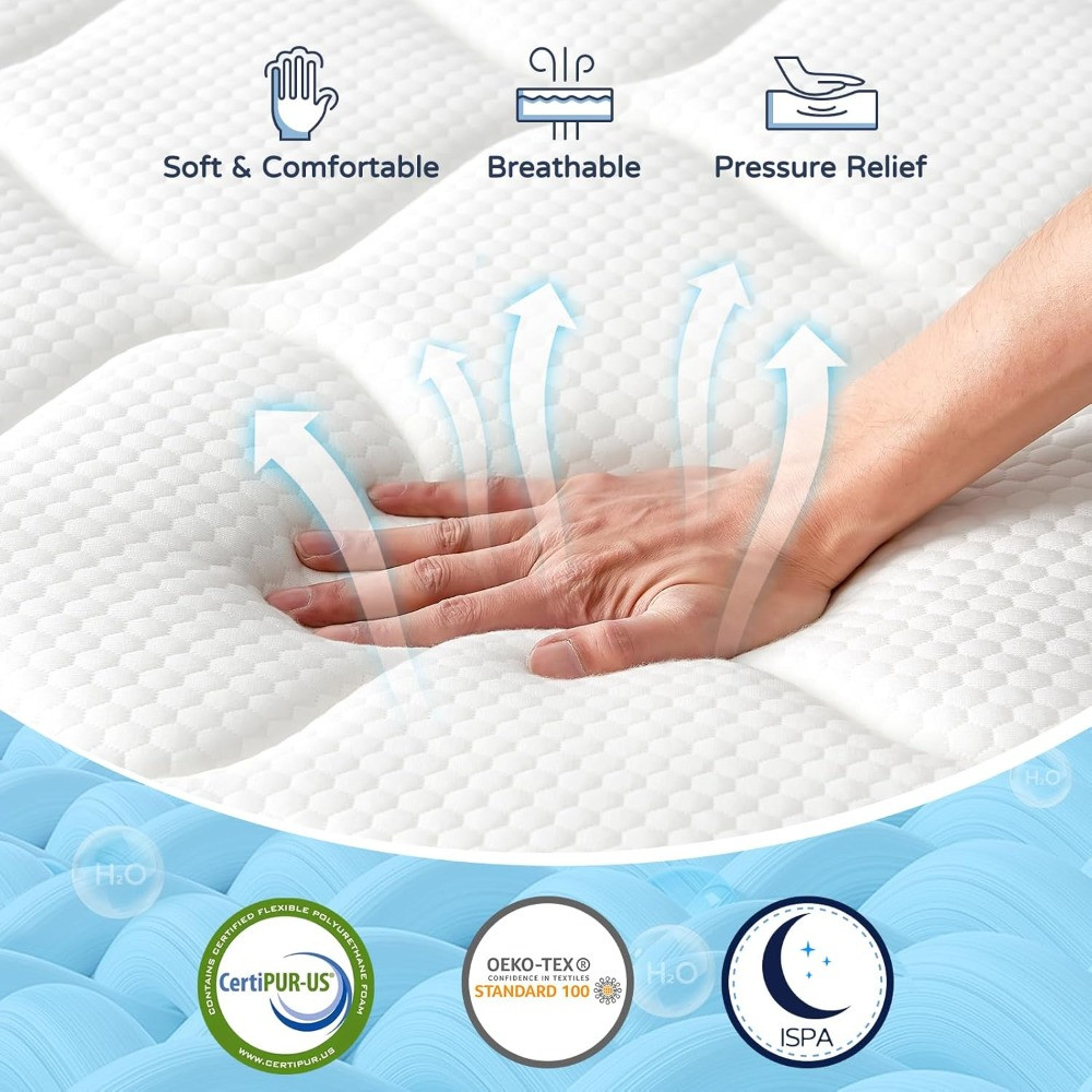 Gel memory foam mattress top view showing cooling and pressure relief