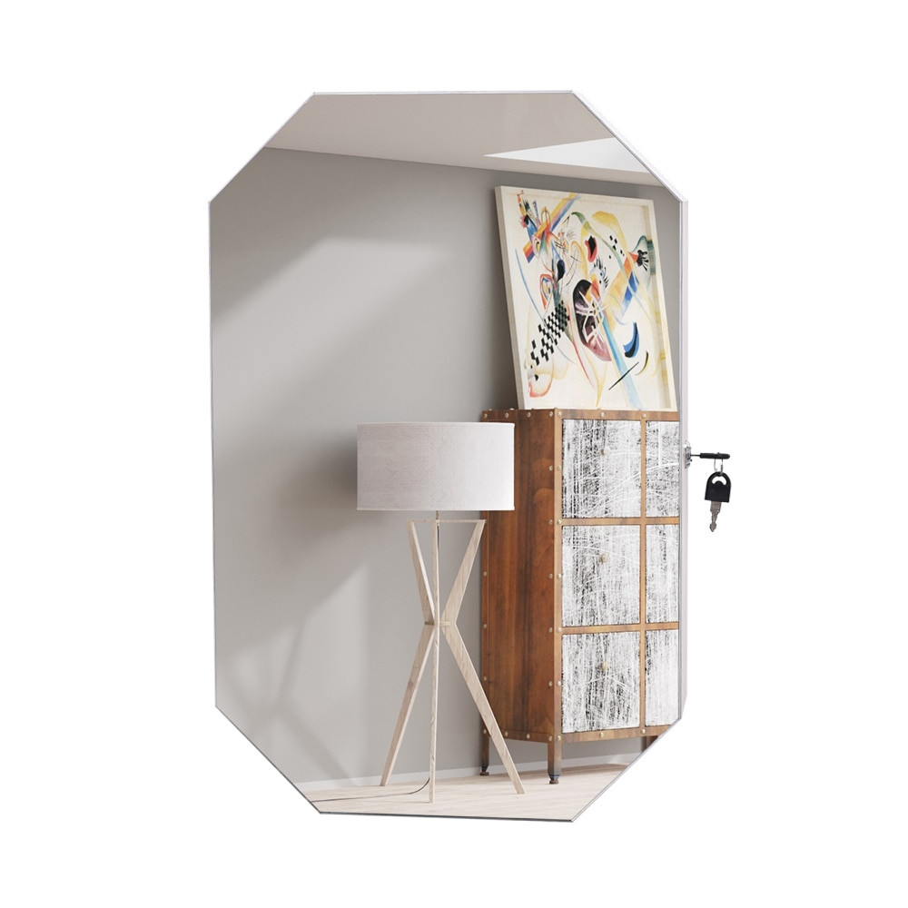 Interior of octagonal jewelry cabinet with decor