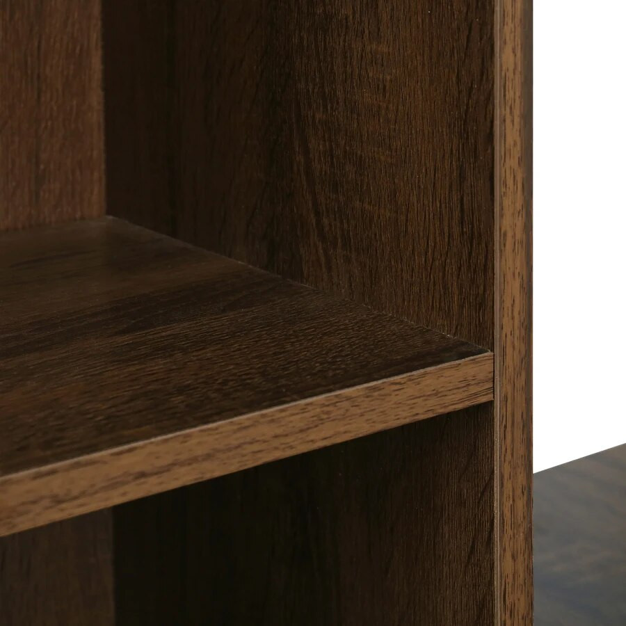 Close-up of shelf edge and wood grain