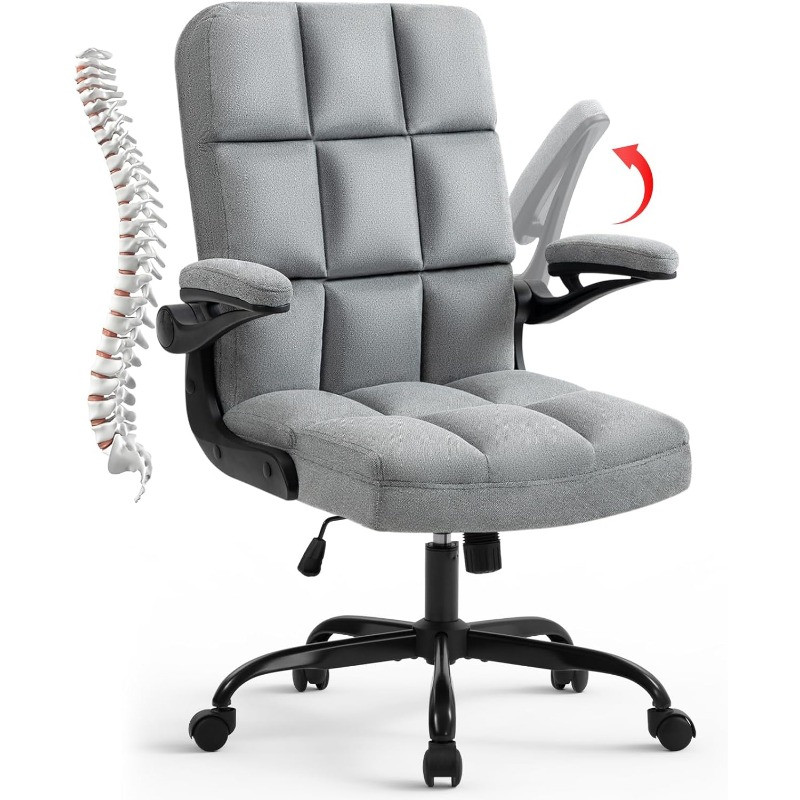 gray fluffy high-back office chair