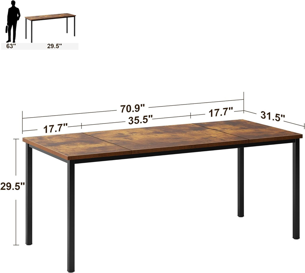 Dimension diagram of the desk with measurements