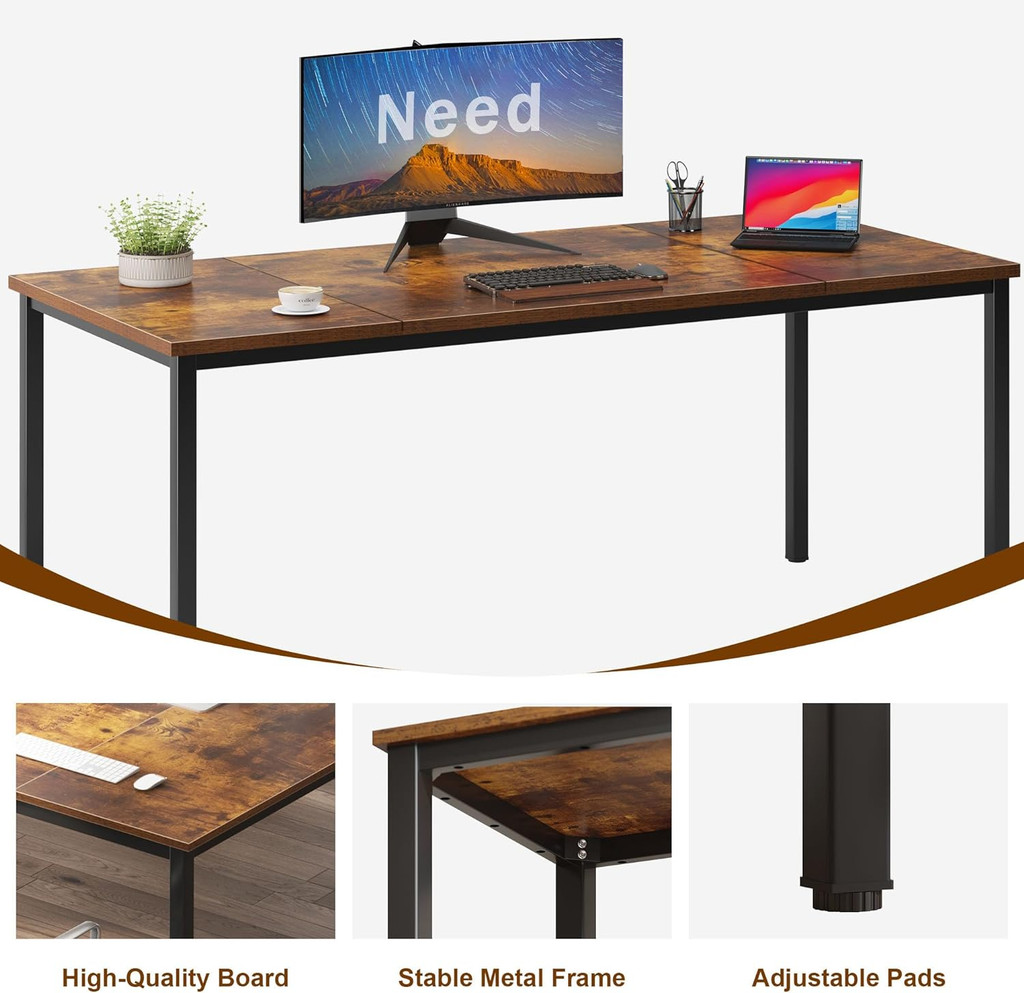 Desk setup with monitor and laptop