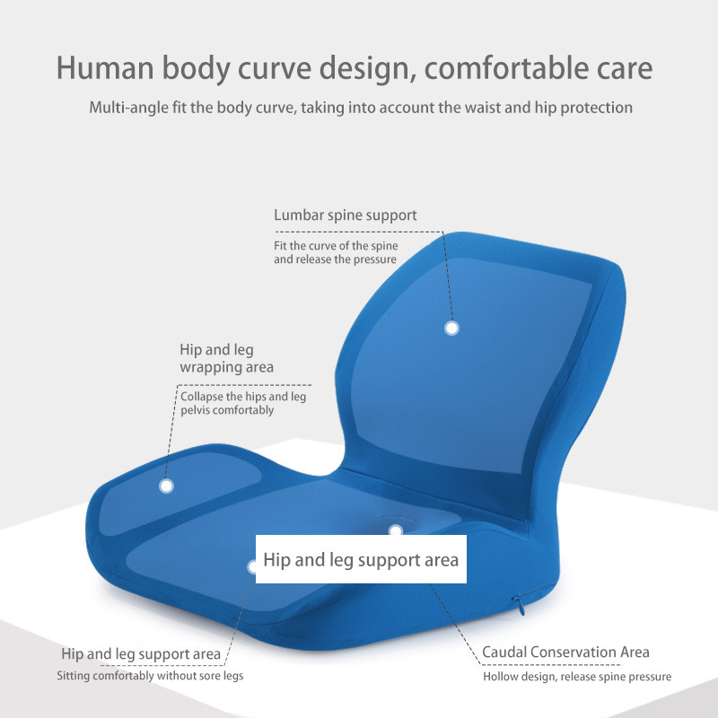 Human body curve design diagram highlighting lumbar spine, hip and leg support areas