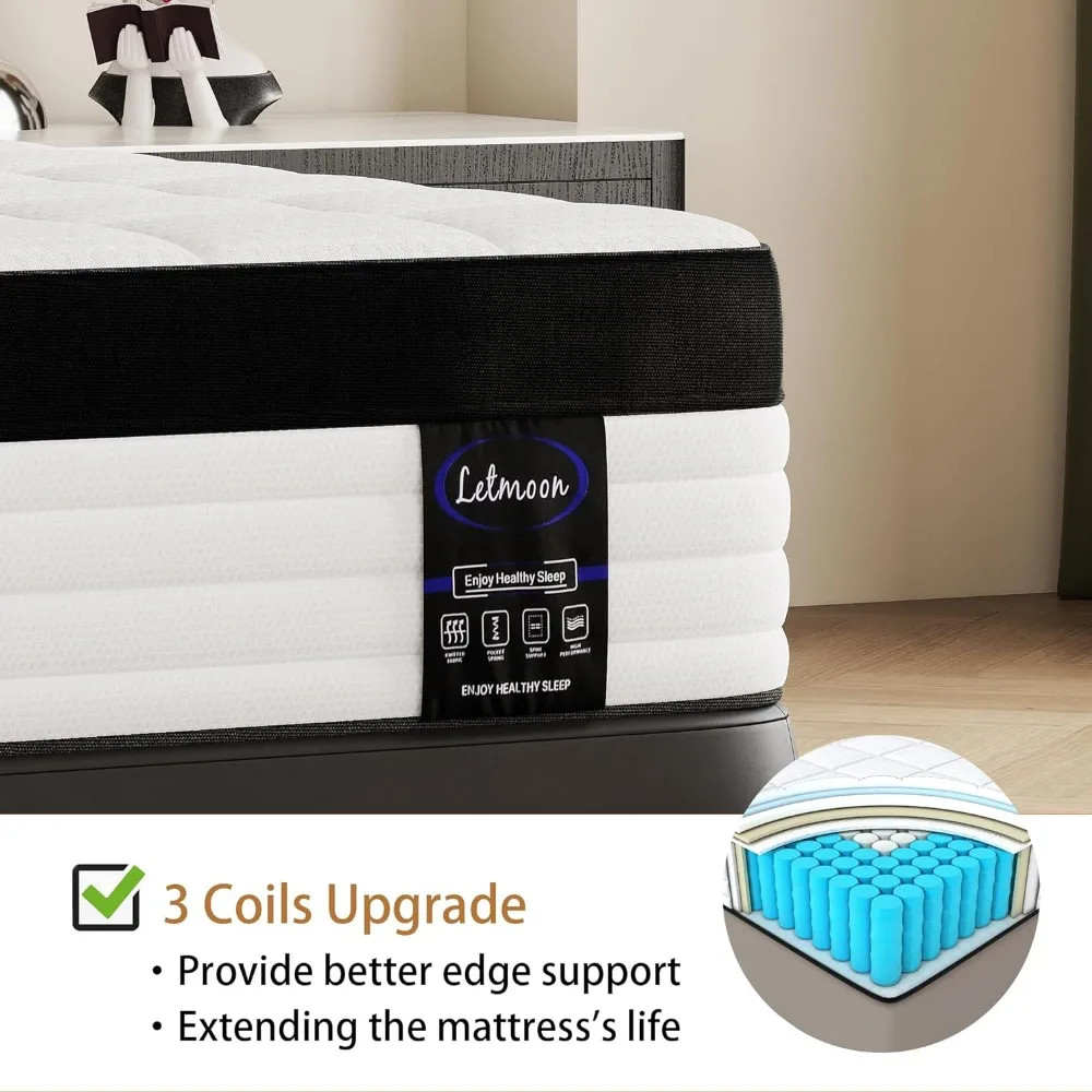Close-up of mattress label and upgrade feature