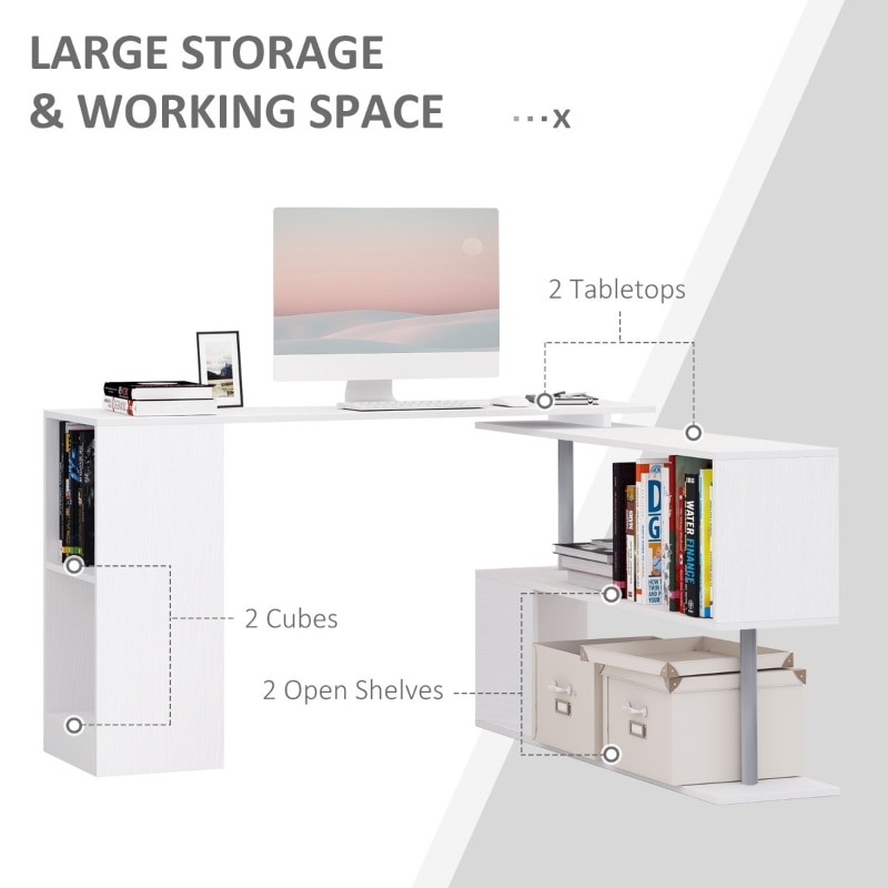 Storage options with two cubed shelves and two open shelves