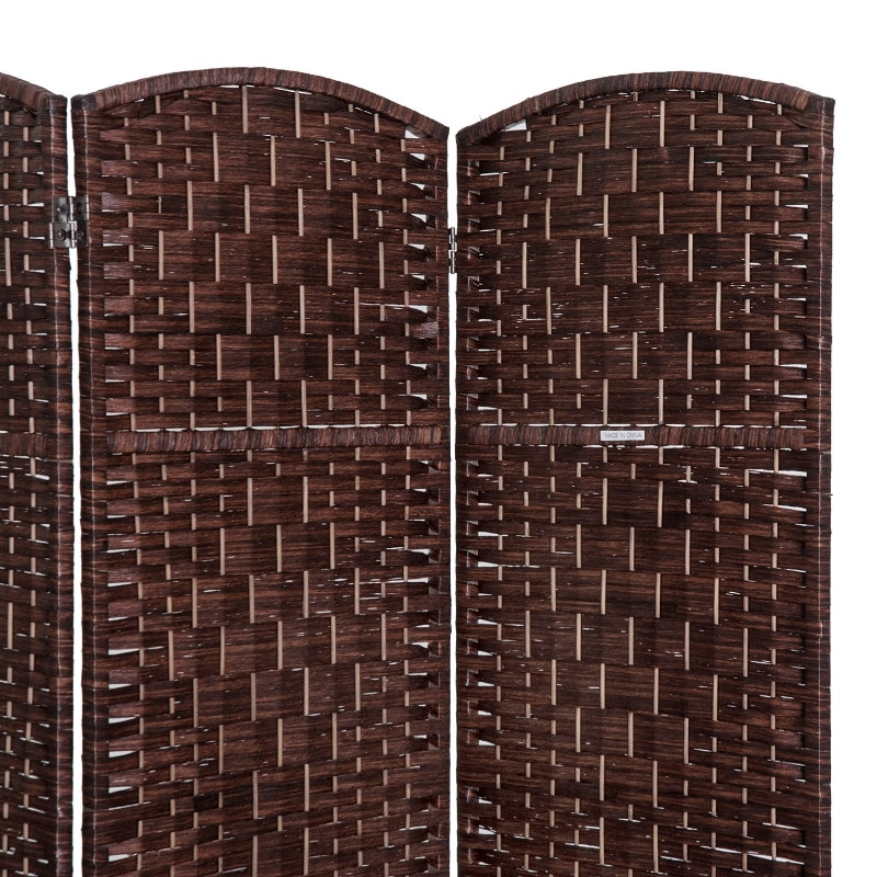 Close-up of woven wicker texture on privacy screen