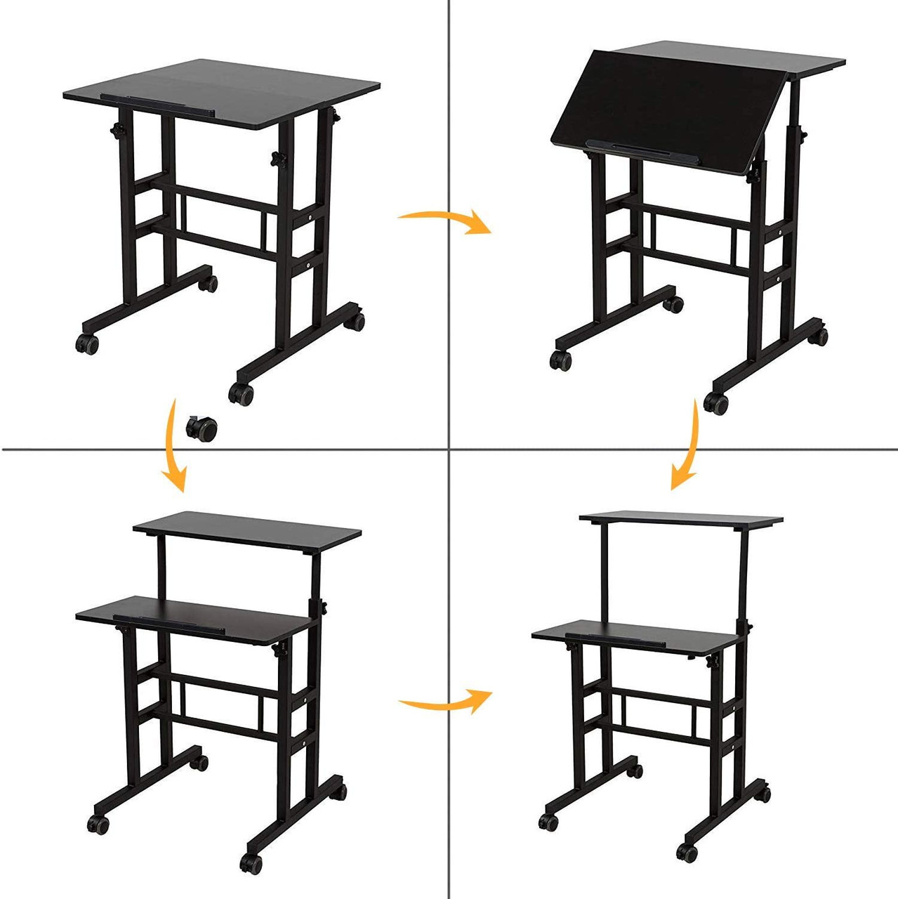 Mobile Computer Table Standing Laptop Desk with Wheels, Sofa Side