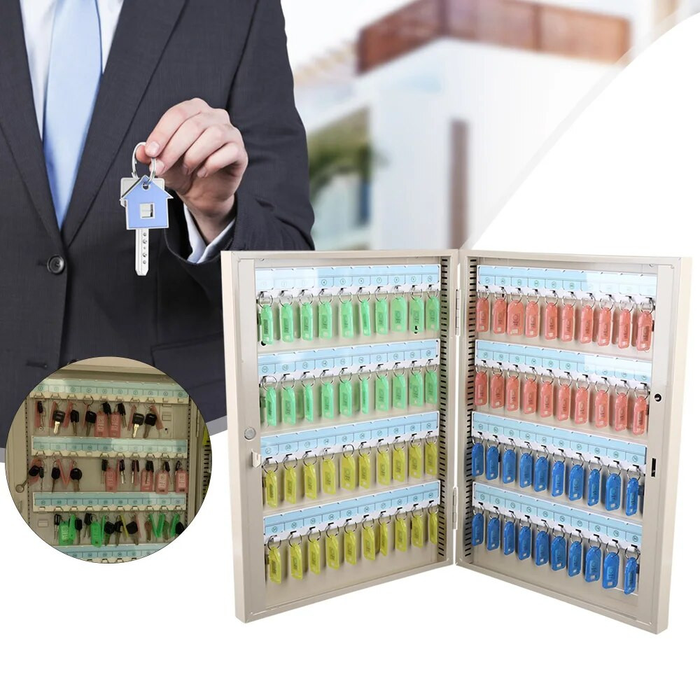 Wall Mount 80-Key Storage Cabinet Lock Box Safe Organizer Car ...