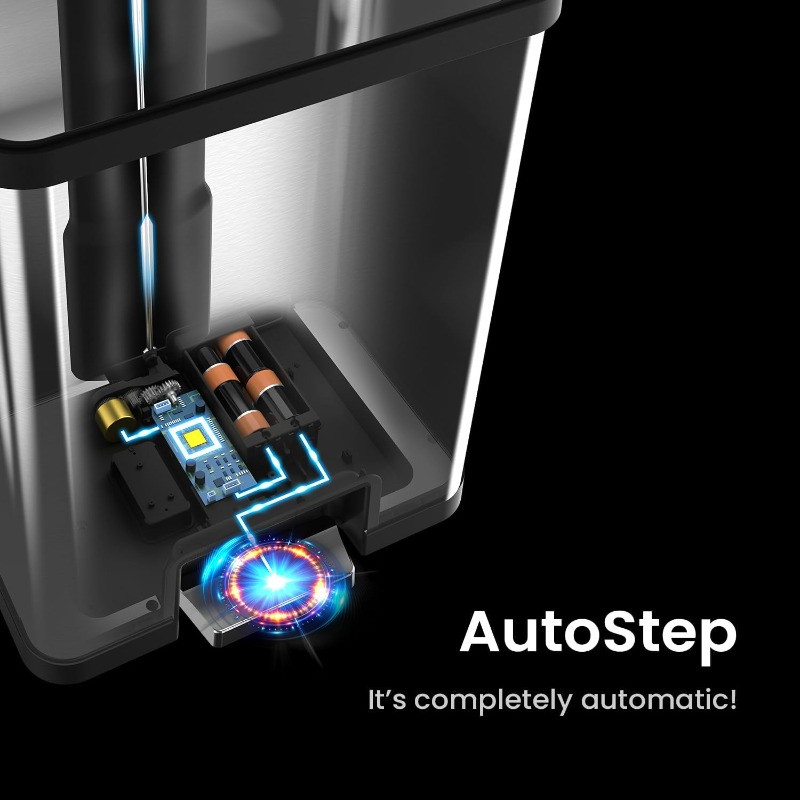 13 Gallon Automatic Step Sensor Trash Can Stainless Steel Kitchen Pedal ...