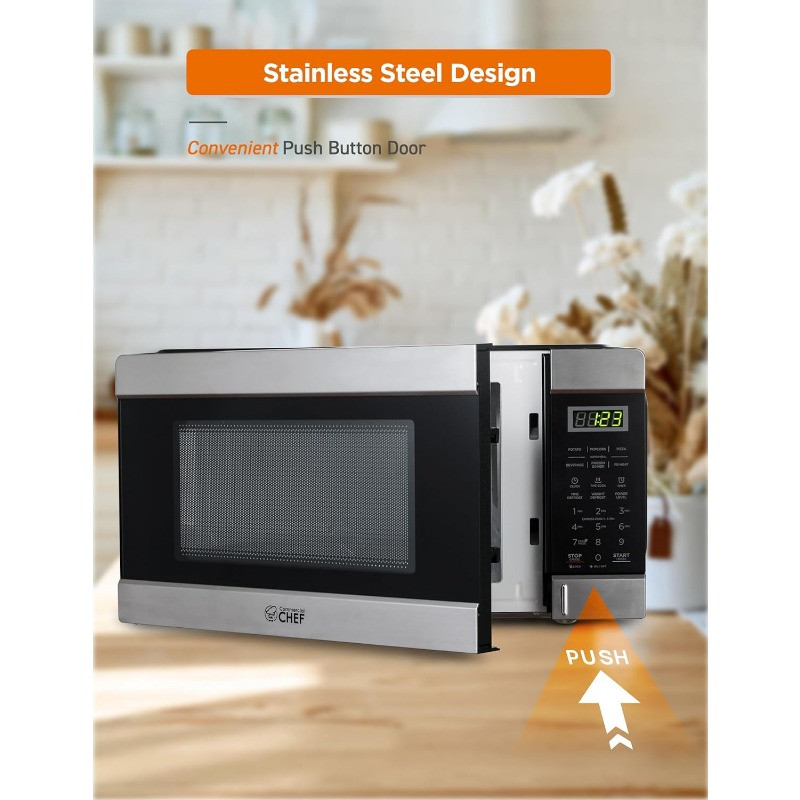 COMMERCIAL CHEF 1.1 Cu Ft Microwave with 10 Power Levels, Small