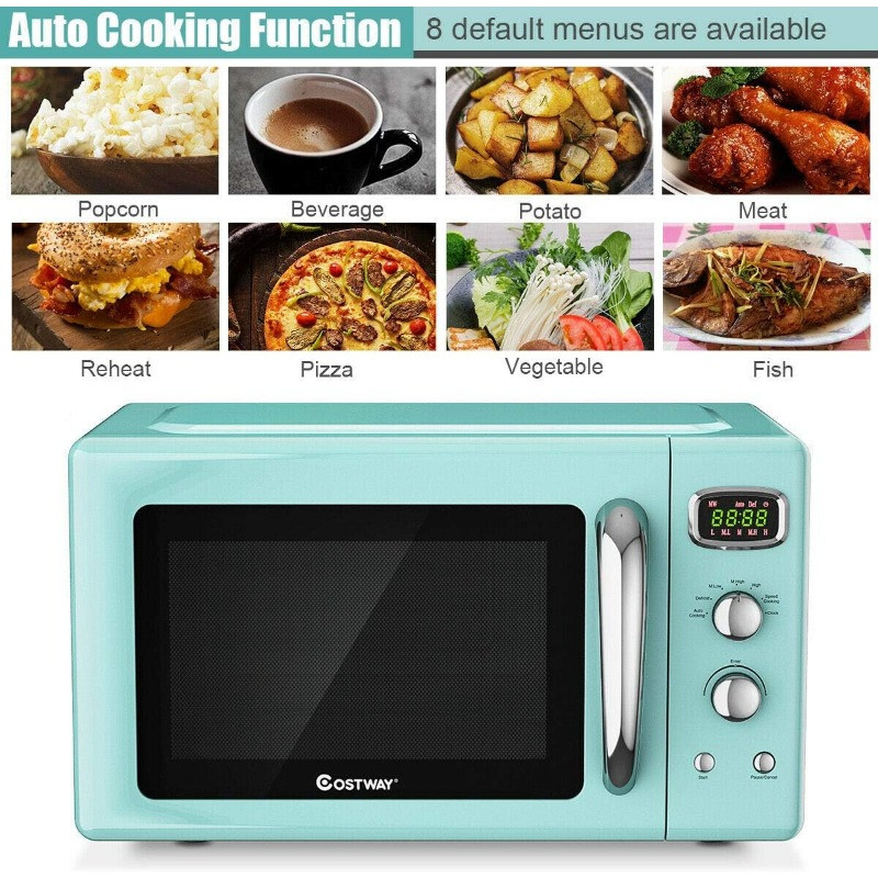 COSTWAY Retro Countertop Microwave Oven, 0.9Cu.ft, 900W Microwave Oven