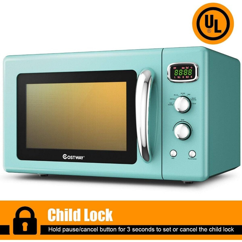 COSTWAY Retro Countertop Microwave Oven, 0.9Cu.ft, 900W Microwave Oven