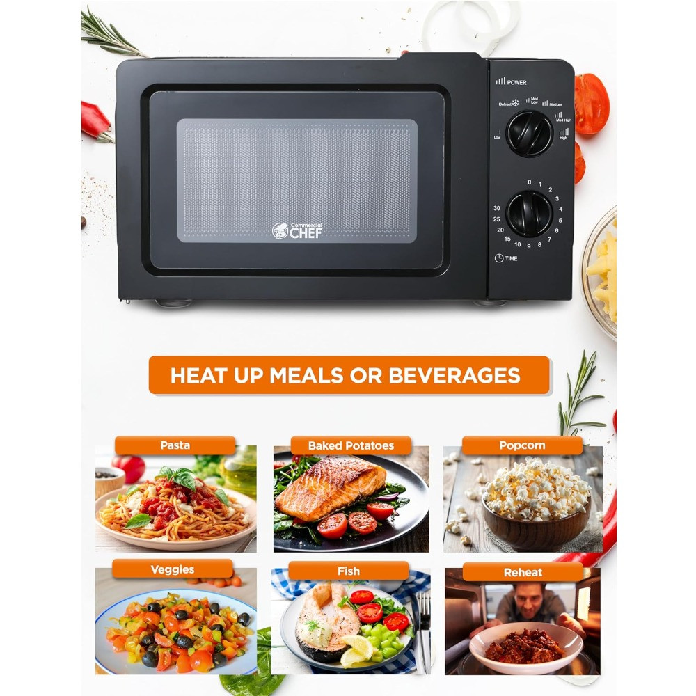 Cubic Foot Microwave with 6 Power Levels, Small Microwave with Grip