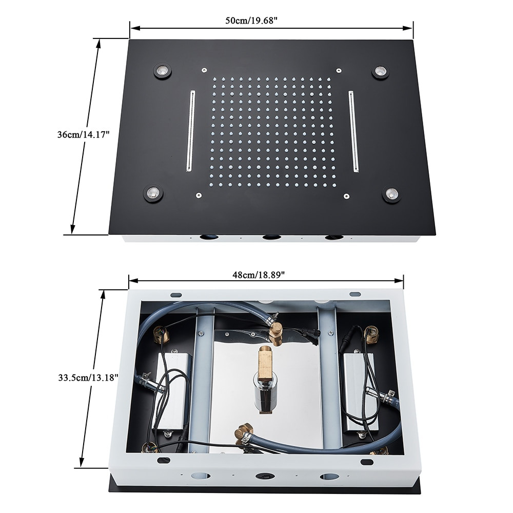 Rain Waterfall Shower Head Ceiling Mounted LED Shower Head Remote ...