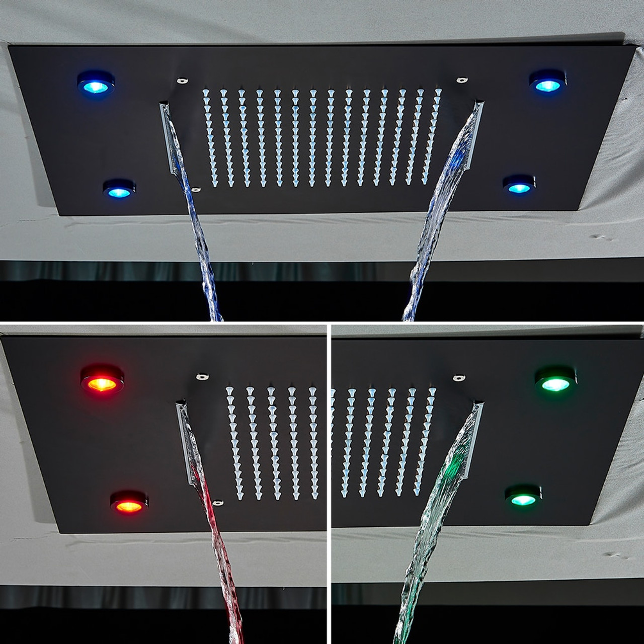 Rain Waterfall Shower Head Ceiling Mounted LED Shower Head Remote