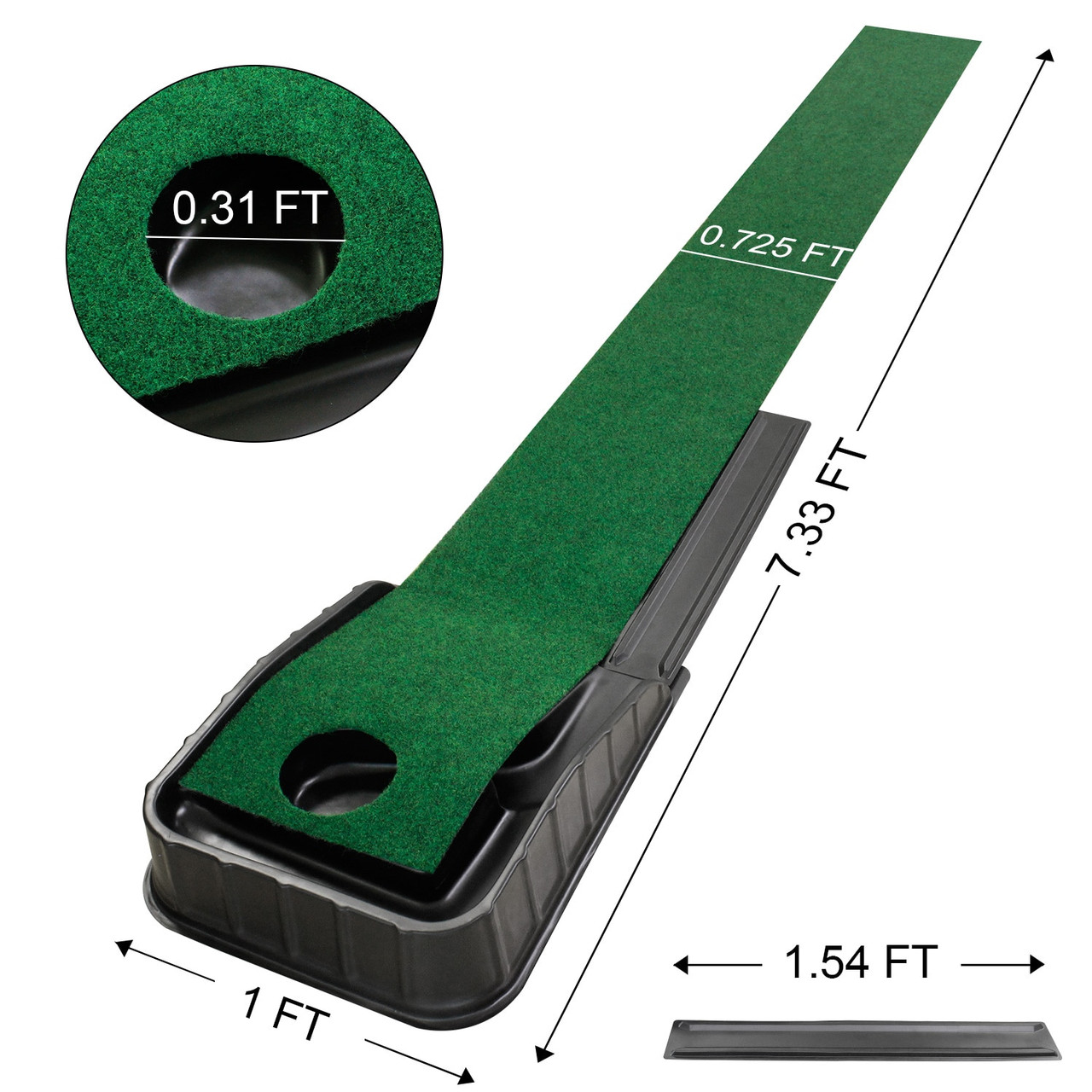 7.33FT*1FT Golf Putting Trainer Mini Golf Mat with Auto Ball Return ...