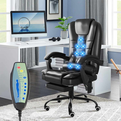 7 Point Massage Gaming Chair Office Chair Executive Chair Desk PVC Chair Adjustable with Remote Control