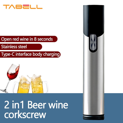 TABELL Electric Beer Wine Openers 2 in1 Stainles Steel Corkscrew Automatic Cap Opener Home Kitchen Wine Opener Beer Accessorie