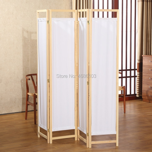 High-Grade Modern Linen 2022 Fabric Folding Room Screens Wood Screens 4pcs Wood Dividers Outdoor Dividers Screens Curtain