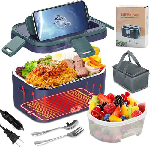 1.8L Electric Lunch Box 60W Food Heated Portable Food Warmer Heater for Car/Truck/Home Heating Box with Insulated Box