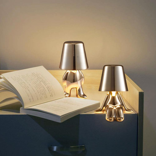 Table Lamp Sturdy Decorative Nordic Style Little Golden Color Man LED Desk Light Thinker Lamp for Living Room