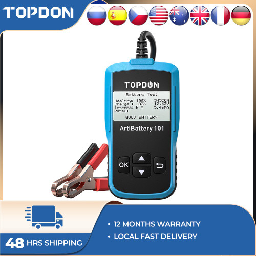 TOPDON AB101 Digital Battery Tester 12V Portable Car Battery Monitor Car Cranking Charging Circut Tester Auto Analyzer Vehicle