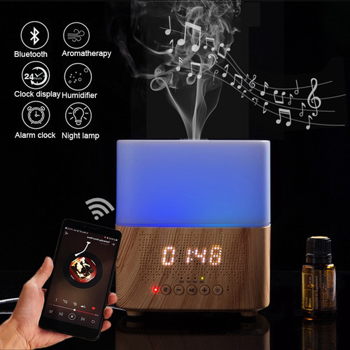 Bluetooth Smart Air Humidifier Essential Oil Aroma Diffuser with Speaker Time Alarm Clock Aroma Diffuser
