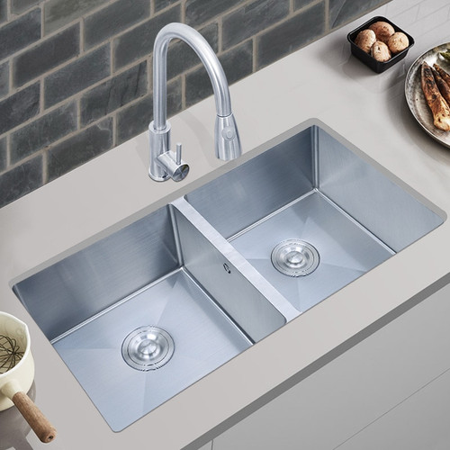 Manual Sink Kitchen Wash Basin Under The Table Basin 304 Stainless Steel Wash Basin Large Double-slot Embedded Pool Set