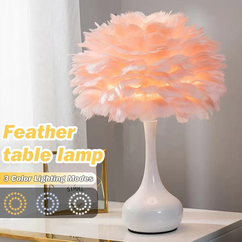 Simple Feather LED Table Lamp Bedroom Bedside Desk Lamp Living Room Decoration Metal Table Lights 