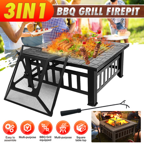 NEW Outdoor Fire Pit Wood Burning Steel BBQ Grill Firepit Bowl with Mesh Fire Pit Outdoor Fireplace for Backyard Camping Picnic