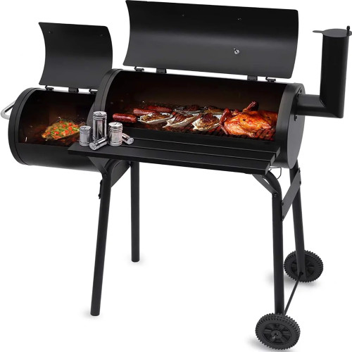 27 inch Charcoal Barrel Grill with Offset Smoker
