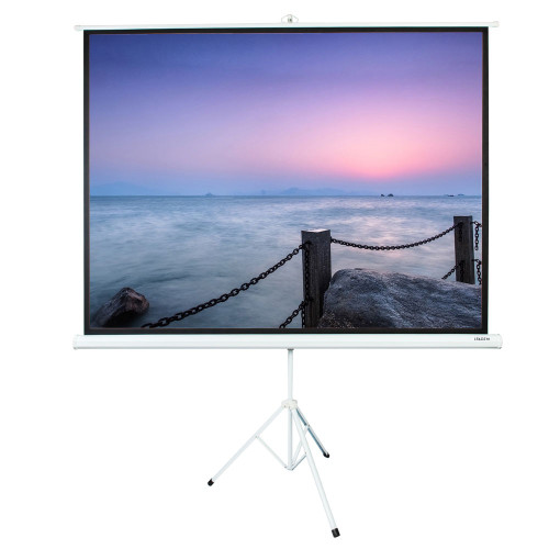 100 INCH Projector Screen with Adjustable Stand Tripod Portable Pull Up  4:3 HD Projection Curtain for Home  Theater  Outdoor