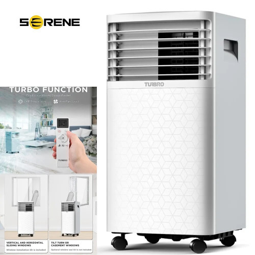 TURBRO Portable 10,000 BTU ASHRAE Portable Air Conditioner, Dehumidifier and Fan, 3-in-1 Floor AC Unit for Rooms