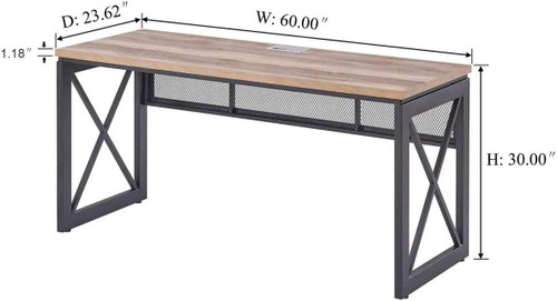 AUGURE-Industrial Home Office Desks, Rustic Wood Computer