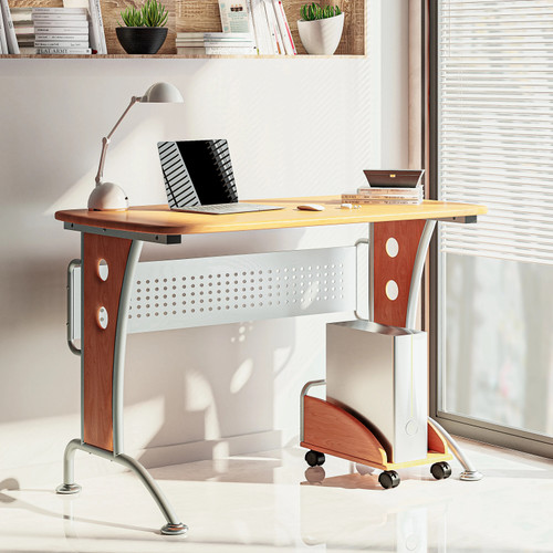 Techni Mobili Modern Computer Desk with Mobile CPU Caddy - Stylish and Practical