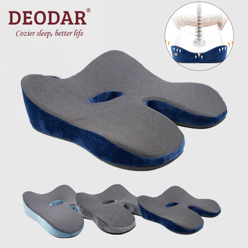 Deodar Memory Foam Seat Cushion Orthopedic Coccyx Office Chair Cushion Support Pillow Car Seat Hip Pain Relief Massage Pad