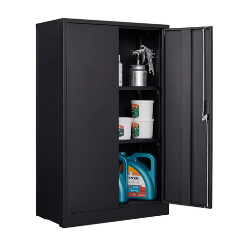 Metal Storage Cabinet with Locking Doors and 2 Adjustable Shelves Folding File Cabinet Lockable Storage Cabinets with Lock