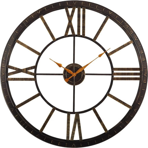 Bronze Big Time Wall Clock, Large Vintage Decor for Living Room and Home Office, Round, Plastic, Farmhouse, 40 inches