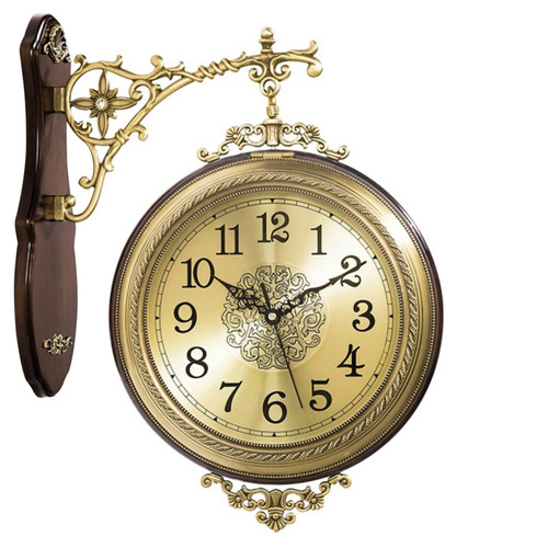 Aero Snail Retro Double-Sided Wall Clock Alloy Decoration 360° Rotating Roman & Arabic Numerals Luxury Non-Ticking Silent Clocks