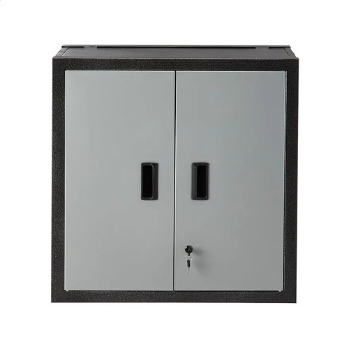 ROCKPOINT Wall Foldable Storeage Cabinets with Doors,Garage Storage Cabinet 2 Shelves & Locker,Metal Grey