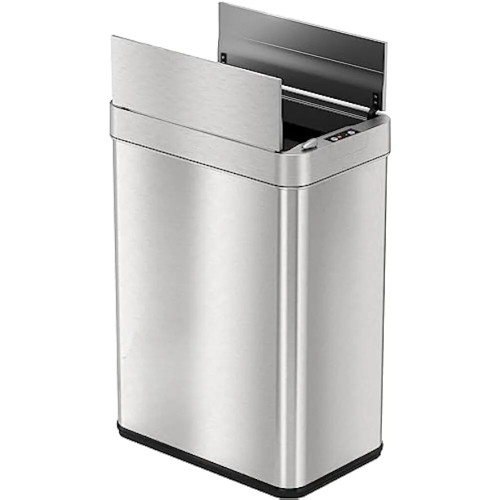 Stainless Steel Wall Trash Can for Bathroom 13 Gallon Wings-Open Sensor Trash Can With AbsorbX Odor Filter and Pet-Proof Lid