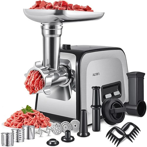 Meat Grinder, Sausage Stuffer, [2800W Max] Electric Meat Mincer with Stainless Steel Blades & 3 Grinding Plates