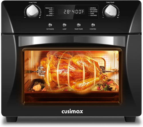 CUSIMAX Portable10-in-1 Convection Oven 24QT Air Fryer Combo, Countertop Air Fryer Toaster Oven with Rotisserie & Dehydrator