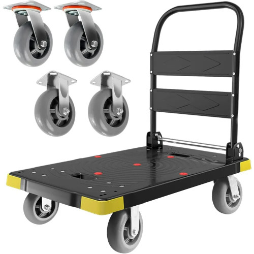 Platform Truck Cart 1300LBS Chinco Star Folding Push Cart Dolly Portable Moving Dolly Cart with 360° Swivel 6'' Wheels Heavy