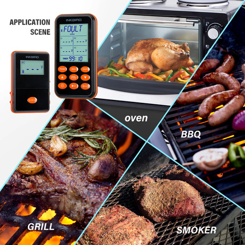 INKBIRD Remote Wireless Grill Thermometer BBQ IPX5 Waterproof Oven Thermomether USB Charging Cable IRF-4S Thermomether Digital