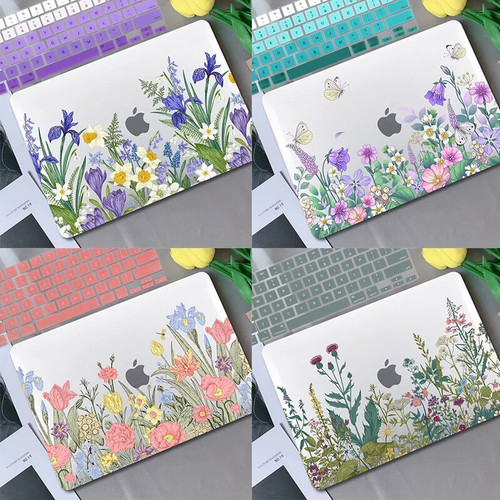 2023 New Flower Print Matte Case for 2022 Apple Macbook Air M1 M2 case A2681 M2 M1 Pro Retina 13 14 inch A2337 Hard cover Skin