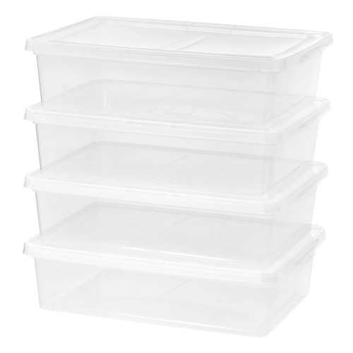 Mainstays 28 Qt. (7 gal.) Under Bed Plastic Storage Box, Clear, Set of 4