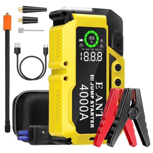 4000A Peak 12v Portable Battery Booster Pack Jumper Box Tire inflator 150PSI |