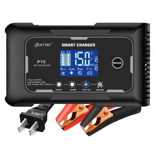15-Amp Fully-Automatic Smart Charger,12V and 24V Battery Charger